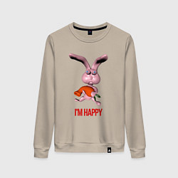 Свитшот хлопковый женский Счастье кролика, цвет: миндальный