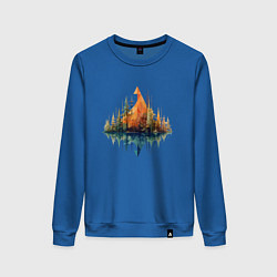 Свитшот хлопковый женский Геометрический лес, цвет: синий