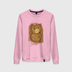 Свитшот хлопковый женский Злой мишка, грустный медведь, цвет: светло-розовый