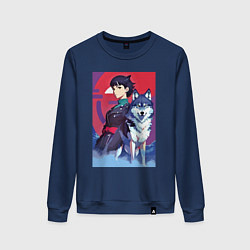 Женский свитшот Девочка со своим другом волком - аниме