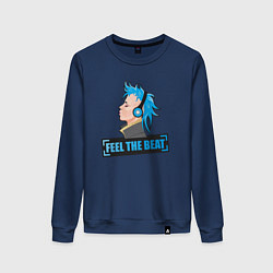 Свитшот хлопковый женский Чувствуй бит, цвет: тёмно-синий