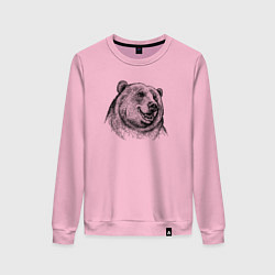Свитшот хлопковый женский Медведь улыбается, цвет: светло-розовый