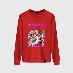 Свитшот хлопковый женский One piece - gear 5 белый, цвет: красный