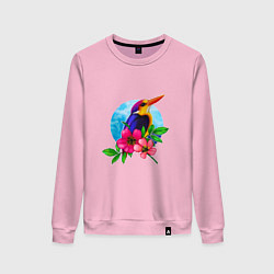 Женский свитшот Тропическая птица в цветах