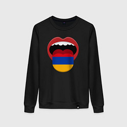 Свитшот хлопковый женский Armenian lips, цвет: черный