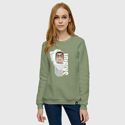 Свитшот хлопковый женский Skibidi Toilet G-toilet, цвет: авокадо — фото 2