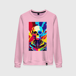 Свитшот хлопковый женский Pop art skull, цвет: светло-розовый