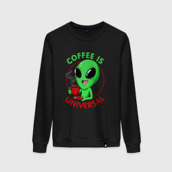 Свитшот хлопковый женский Coffee is universal, цвет: черный