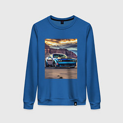 Свитшот хлопковый женский Авто Додж Челленджер, цвет: синий