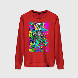 Свитшот хлопковый женский Funny skeleton - pop art, цвет: красный