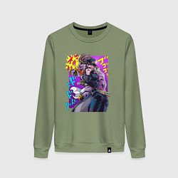 Свитшот хлопковый женский Джотаро - Jojo, цвет: авокадо
