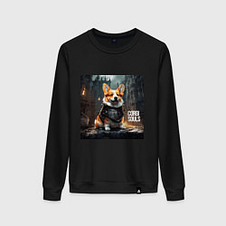 Свитшот хлопковый женский Корги dark souls, цвет: черный