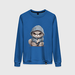 Женский свитшот Злой кот в капюшоне