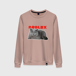 Свитшот хлопковый женский Кот roblox, цвет: пыльно-розовый