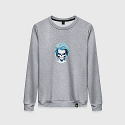 Свитшот хлопковый женский Холодный череп девушки, цвет: меланж