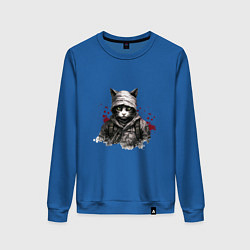Свитшот хлопковый женский Кот в стиле Left 4 dead, цвет: синий