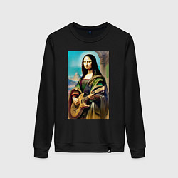 Женский свитшот Мона Лиза лабает на гитаре