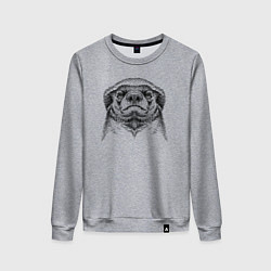 Свитшот хлопковый женский Гордый медоед, цвет: меланж