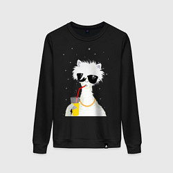 Женский свитшот Лама - альпака с бокалом