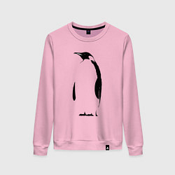 Свитшот хлопковый женский Пингвин стоит трафарет, цвет: светло-розовый