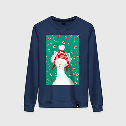 Женский свитшот Лама - альпака в ушанке