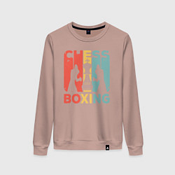 Свитшот хлопковый женский Шахматный бокс, цвет: пыльно-розовый