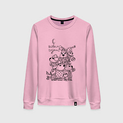 Женский свитшот Новогодняя семья капибары - раскраска