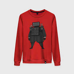 Свитшот хлопковый женский Skibidi toilet TV Man boss, цвет: красный