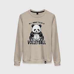 Свитшот хлопковый женский Panda volleyball, цвет: миндальный