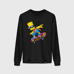 Свитшот хлопковый женский Bart Simpson on a skateboard - extreme, цвет: черный