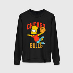 Свитшот хлопковый женский Чикаго Буллз Барт Симпсон, цвет: черный