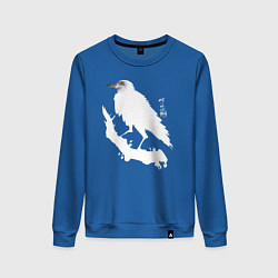 Свитшот хлопковый женский Ворон в снегу, цвет: синий