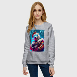Свитшот хлопковый женский Cyber new year - bear ai art, цвет: меланж — фото 2