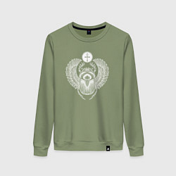 Свитшот хлопковый женский Жук-скарабей египетский, цвет: авокадо