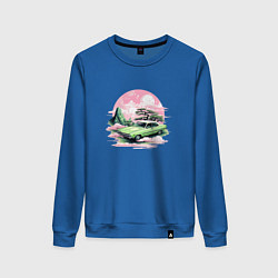 Женский свитшот Ретро автомобиль на розовом закате