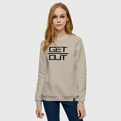 Свитшот хлопковый женский Get out black, цвет: миндальный — фото 2