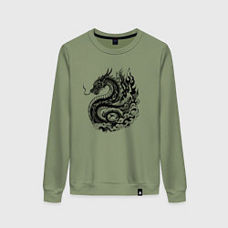 Женский свитшот Японский дракон - ирезуми