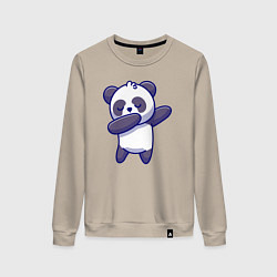 Свитшот хлопковый женский Dabbing panda, цвет: миндальный