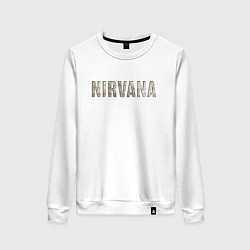 Свитшот хлопковый женский Nirvana grunge text, цвет: белый