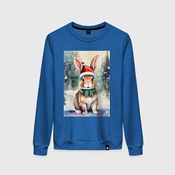 Женский свитшот Счастливый кролик в рождественской шапке