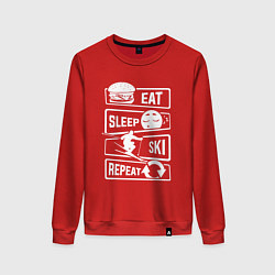 Женский свитшот Еда сон лыжи