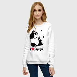 Свитшот хлопковый женский I love panda, цвет: белый — фото 2