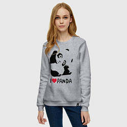 Свитшот хлопковый женский I love panda, цвет: меланж — фото 2