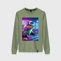 Женский свитшот Капибара игроман - неоновое свечение