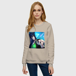 Свитшот хлопковый женский Маллеус Дракония Twisted Wonderland, цвет: миндальный — фото 2