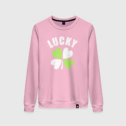 Свитшот хлопковый женский Lucky day, цвет: светло-розовый