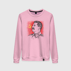 Свитшот хлопковый женский Профиль Сталина СССР, цвет: светло-розовый