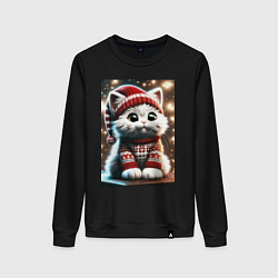 Женский свитшот Котик в новогоднем свитере