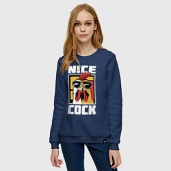Свитшот хлопковый женский Nice cock, цвет: тёмно-синий — фото 2