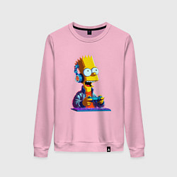 Свитшот хлопковый женский Bart is an avid gamer, цвет: светло-розовый
